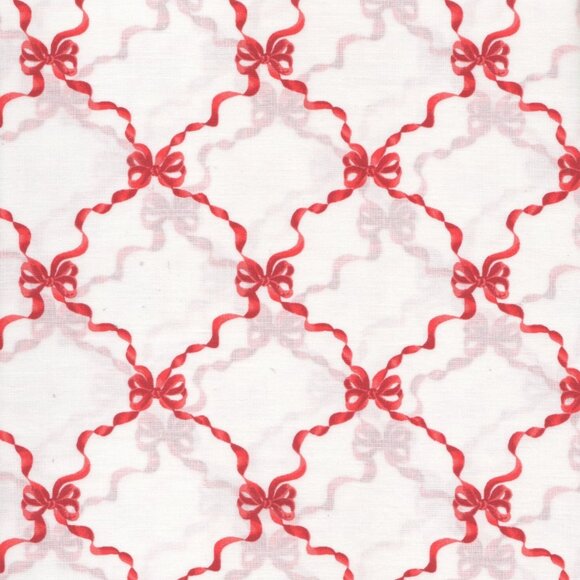 NEW Laura Ashley 4-pc Full Size Percale Cotton Sheet Set Red Bow Ribbon - Picture 3 of 3